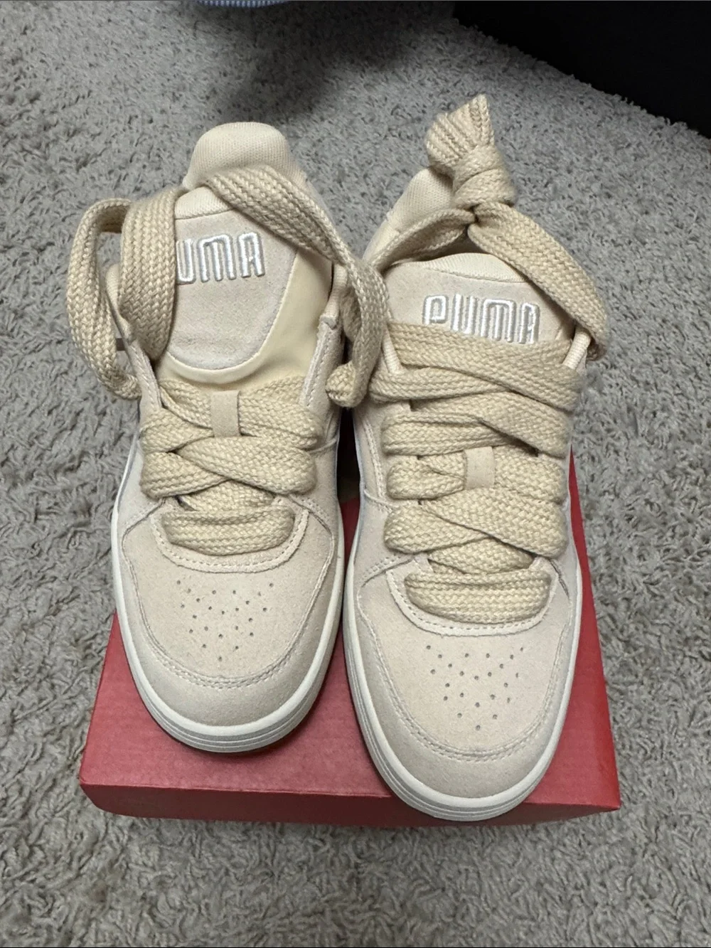 Puma Cream Suede Platform Sneakers